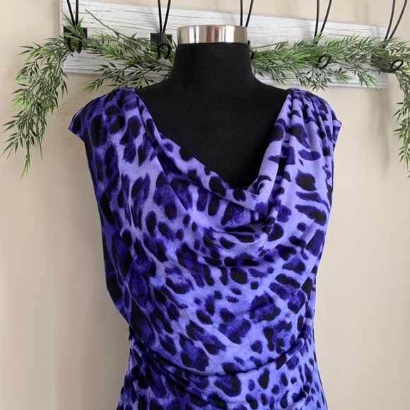 Ronni Nicole Blue Leopard Print Dress - Picture 2 of 12